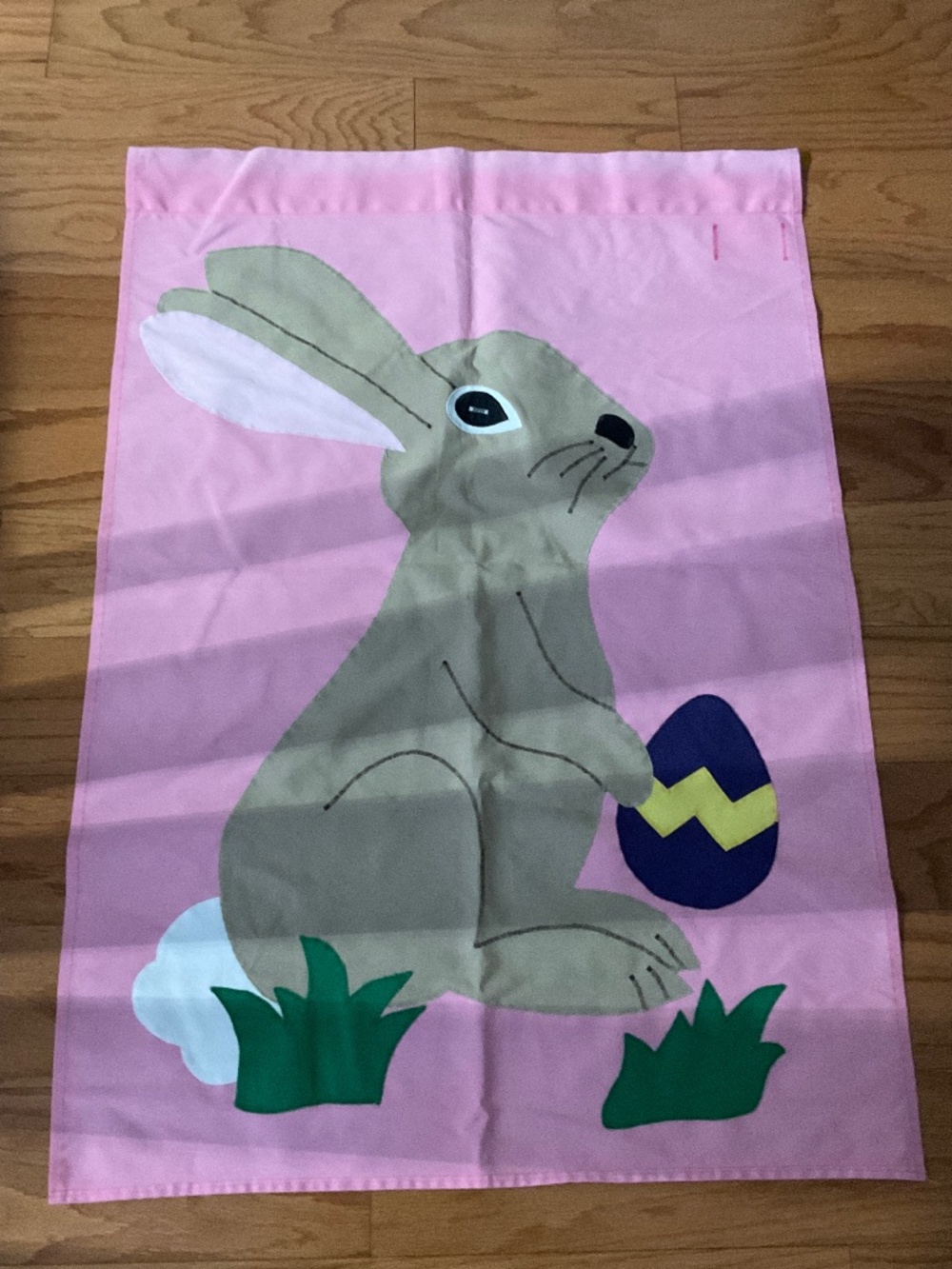 EASTER BUNNY IS COMING TO TOWN!  Lovely outdoor flag.  39” x 27.5”.  Very Good!!